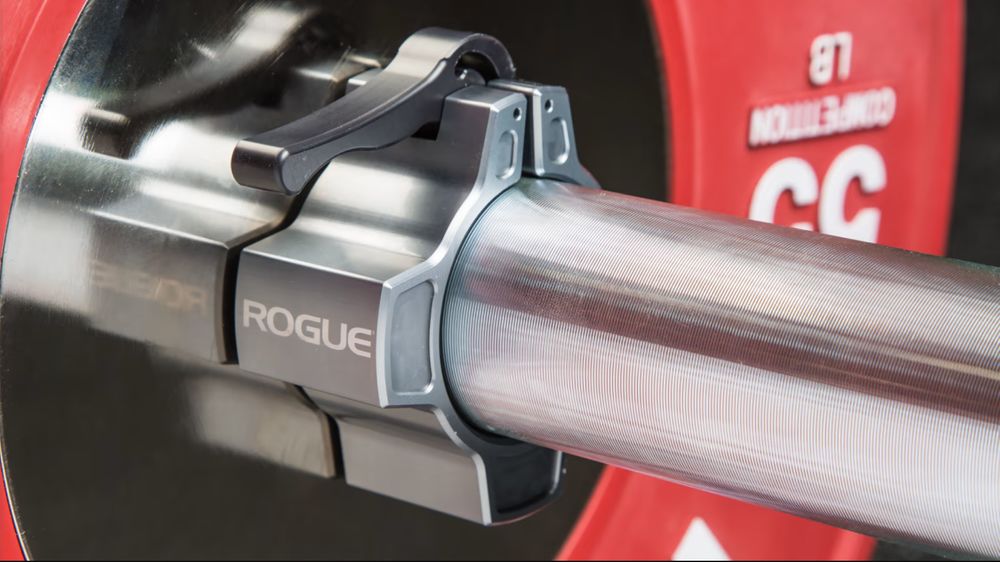 Rogue FItness OSO barbell collars on a barbell
