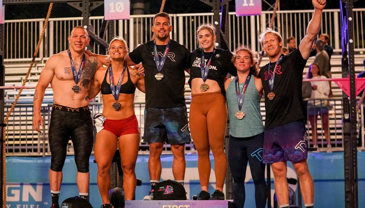CrossFit athletes on the 2023 Wodapalooza podium.
