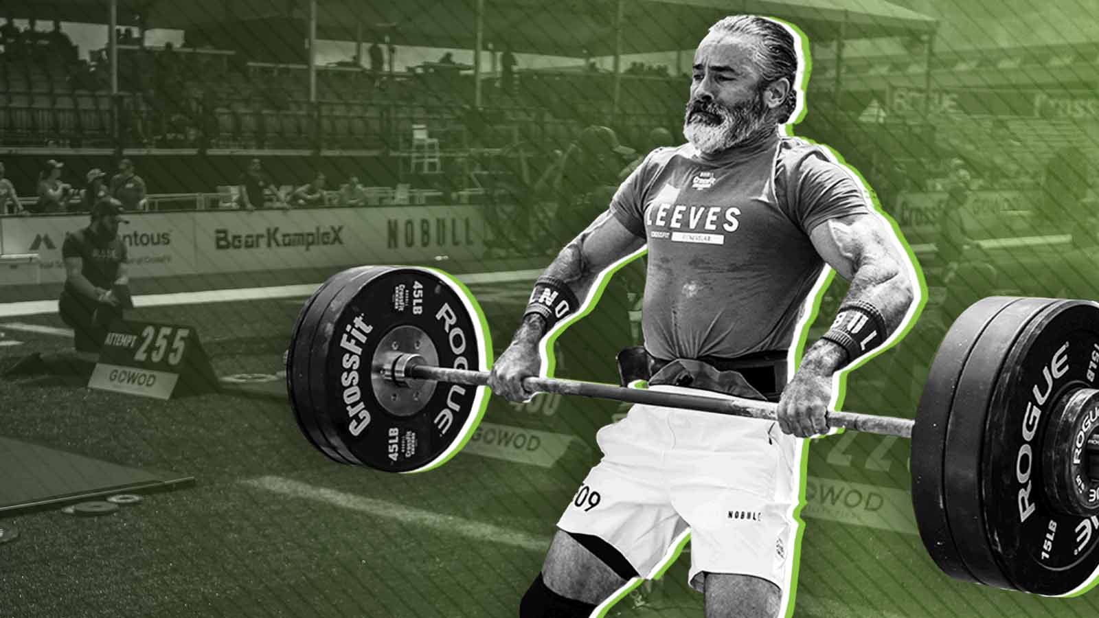 Age Group athlete cleaning a barbell at the 2023 CrossFit Games