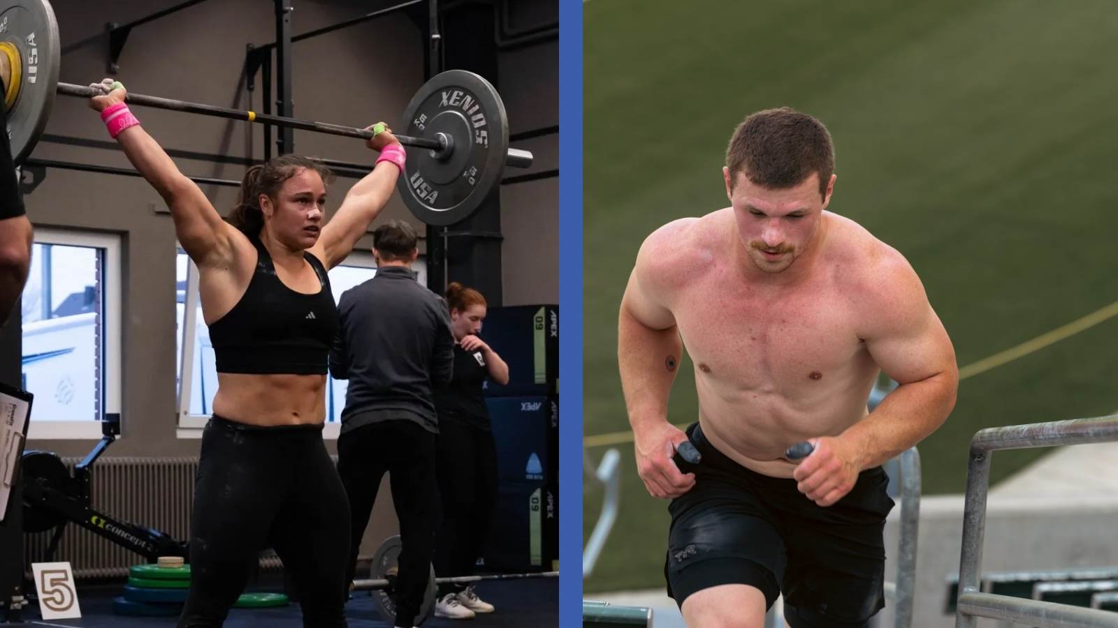A side-by-side image showing winners from the 2025 CrossFit Open
