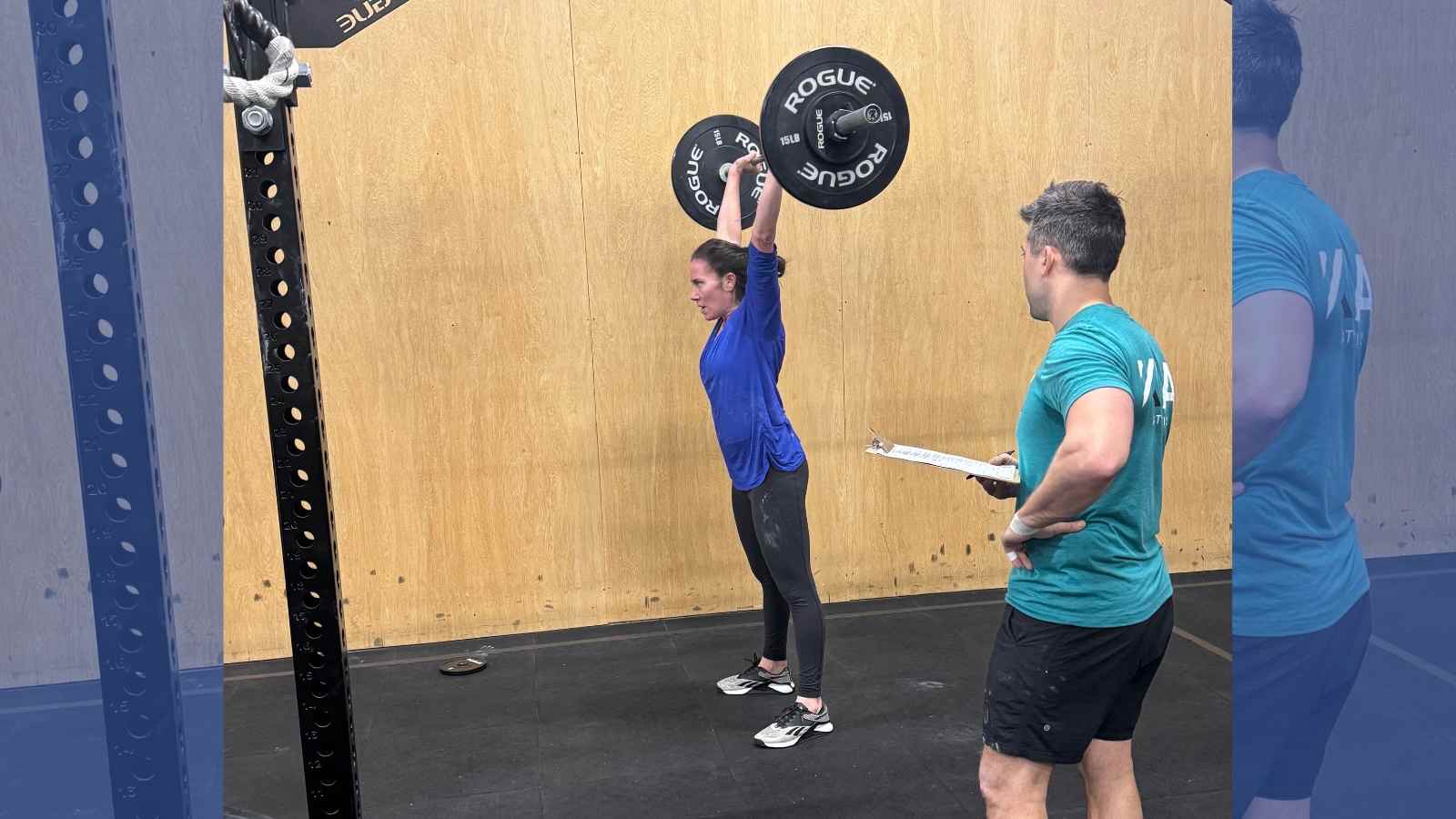 Emily Beers is shown lifting weights