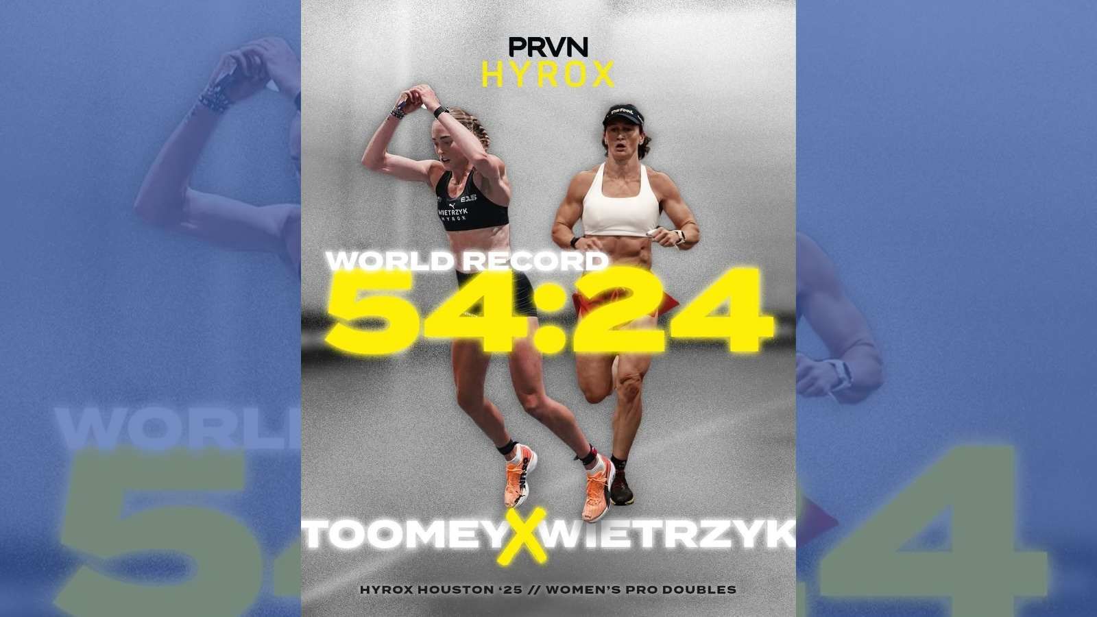 Toomey-Orr and Wiertzyk are shown at HYROX after breaking a world record