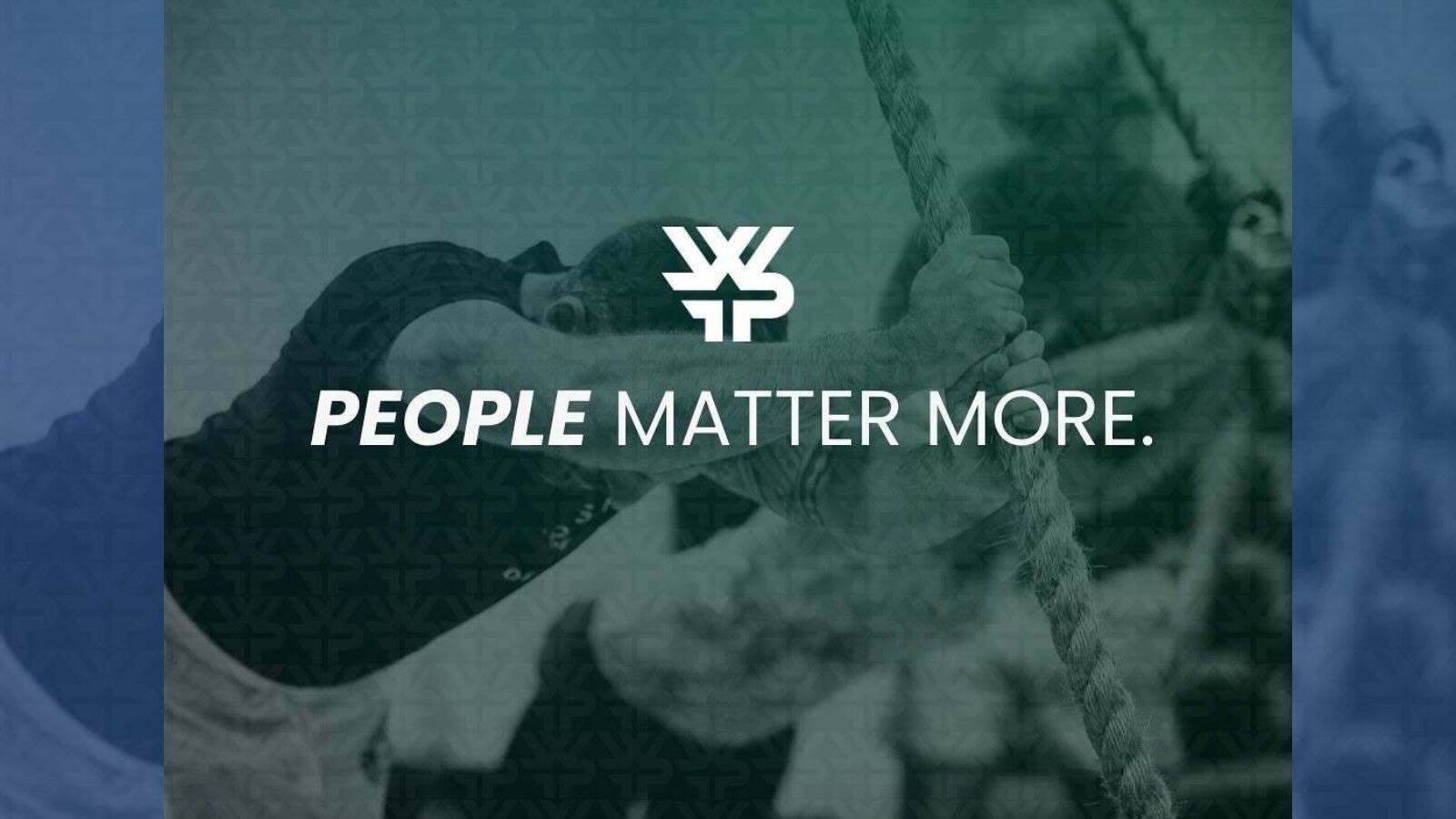 A World Fitness Project logo is centered above the words "PEOPLE MATTER MORE"